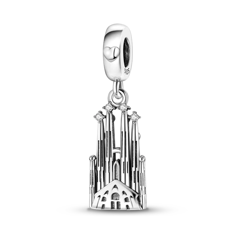 Inlaid Zircon Charm Beads 925 Sterling Silver Color Love Heart Snake Dangle Fit Original Bangle Bracelet Charms Pendant Jewelry