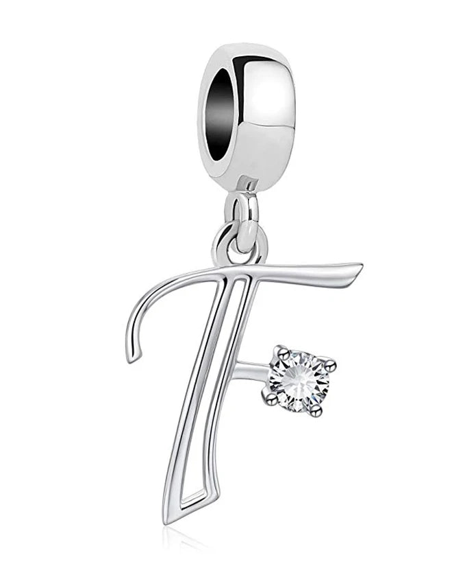 New 925 Fine Sterling Silver Plated Letter A-Z Dangle Beads Charms Fit Original European Bracelet Making Jewelry For Women