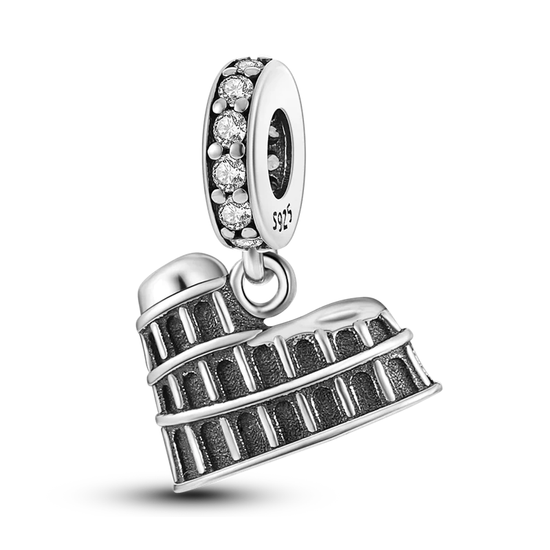 Inlaid Zircon Charm Beads 925 Sterling Silver Color Love Heart Snake Dangle Fit Original Bangle Bracelet Charms Pendant Jewelry