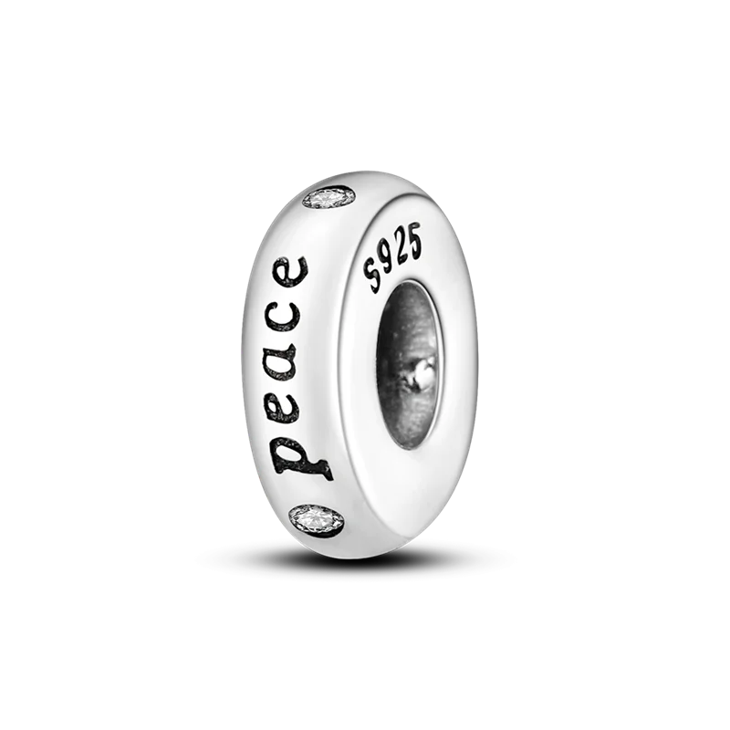 Inlaid Zircon Charm Beads 925 Sterling Silver Color Love Heart Snake Dangle Fit Original Bangle Bracelet Charms Pendant Jewelry