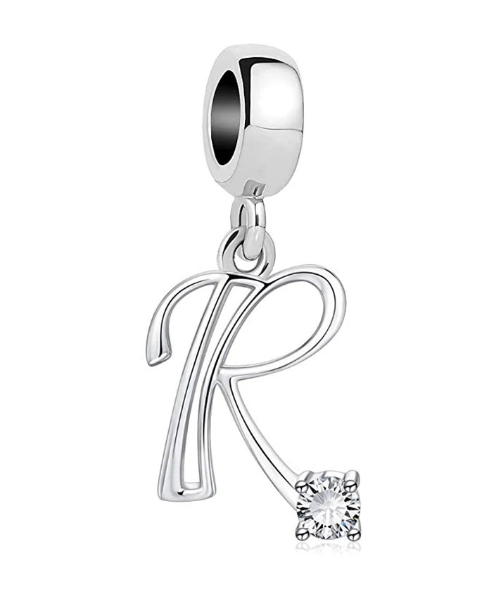 New 925 Fine Sterling Silver Plated Letter A-Z Dangle  Beads Charms Fit Original European Bracelet Making Jewelry For Women