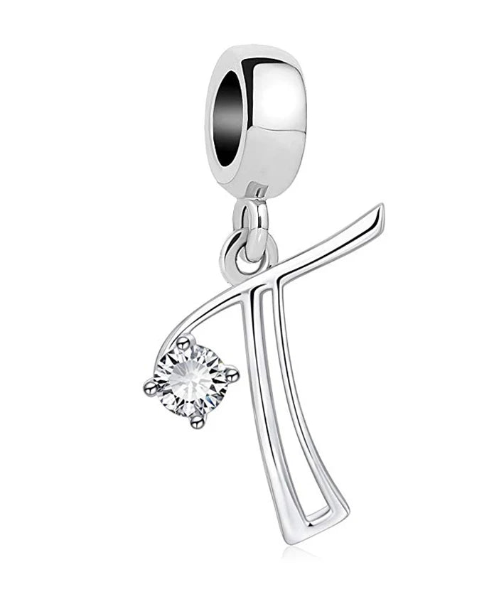 New 925 Fine Sterling Silver Plated Letter A-Z Dangle  Beads Charms Fit Original European Bracelet Making Jewelry For Women