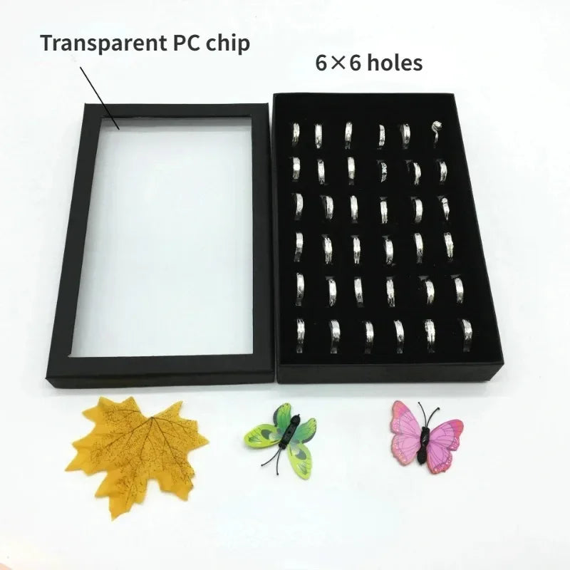 Ring storage box display box can effectively store and showcase ring accessories with 36 slots