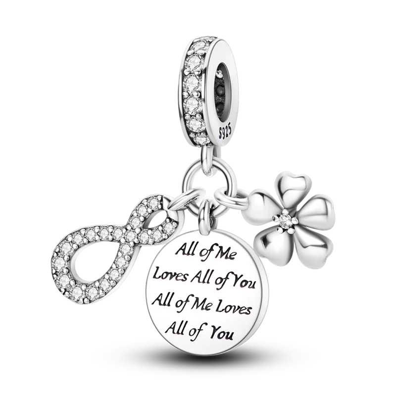 Inlaid Zircon Charm Beads 925 Sterling Silver Color Love Heart Snake Dangle Fit Original Bangle Bracelet Charms Pendant Jewelry