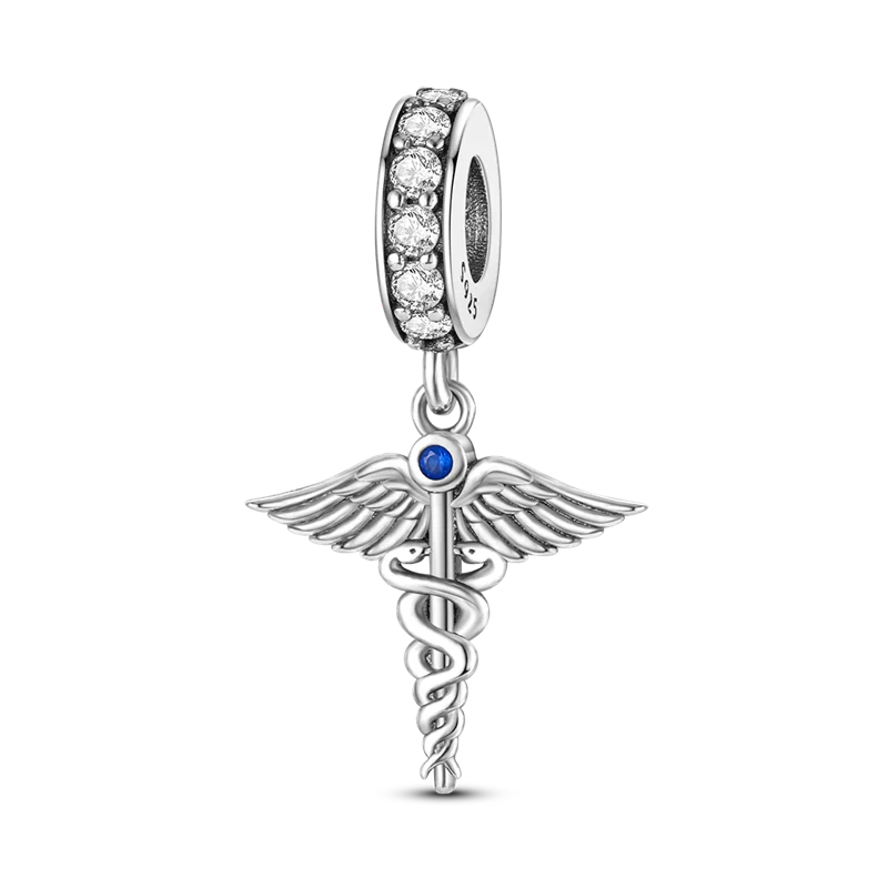 Inlaid Zircon Charm Beads 925 Sterling Silver Color Love Heart Snake Dangle Fit Original Bangle Bracelet Charms Pendant Jewelry