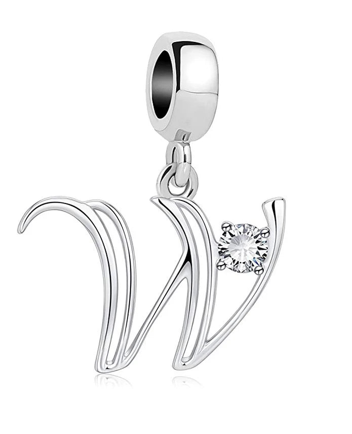 New 925 Fine Sterling Silver Plated Letter A-Z Dangle  Beads Charms Fit Original European Bracelet Making Jewelry For Women