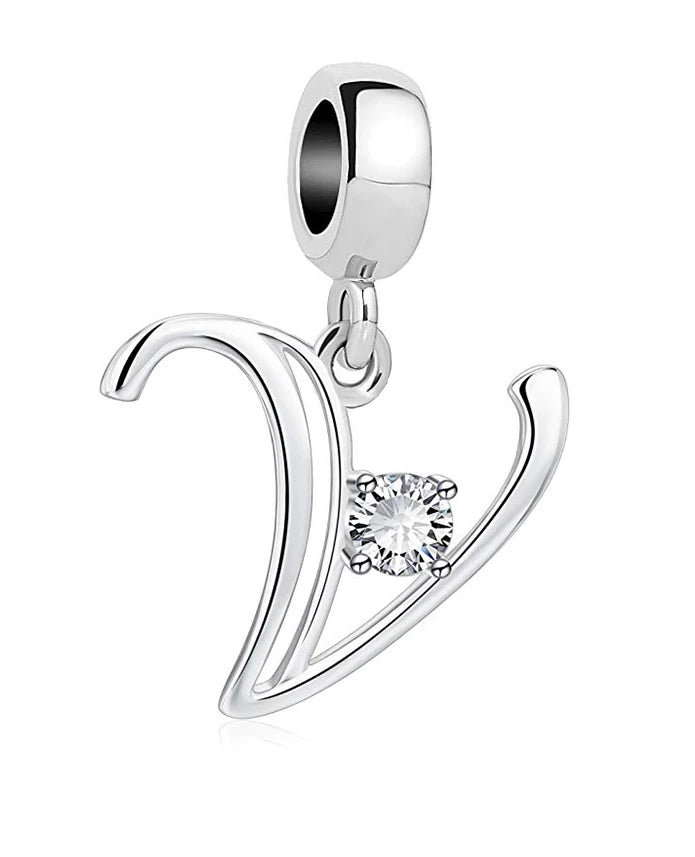 New 925 Fine Sterling Silver Plated Letter A-Z Dangle  Beads Charms Fit Original European Bracelet Making Jewelry For Women