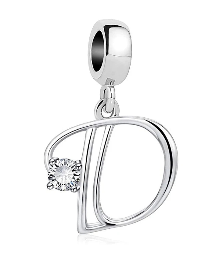 New 925 Fine Sterling Silver Plated Letter A-Z Dangle  Beads Charms Fit Original European Bracelet Making Jewelry For Women