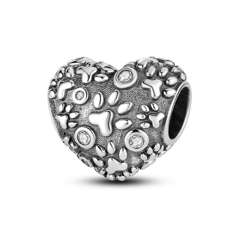 Inlaid Zircon Charm Beads 925 Sterling Silver Color Love Heart Snake Dangle Fit Original Bangle Bracelet Charms Pendant Jewelry