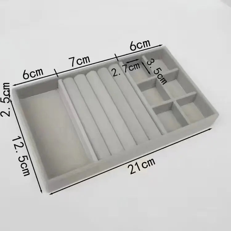 New Jewelry Organizer Velvet Jewelry Storage Tray Display Ring Bracelet Necklace Storage Box Showcase Drawer Organizer Trays