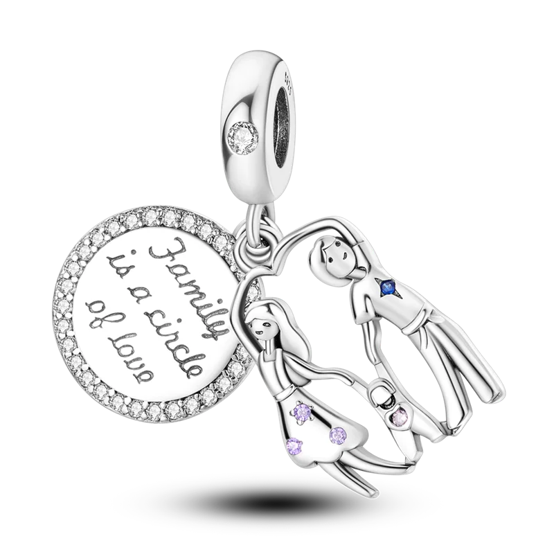 Inlaid Zircon Charm Beads 925 Sterling Silver Color Love Heart Snake Dangle Fit Original Bangle Bracelet Charms Pendant Jewelry