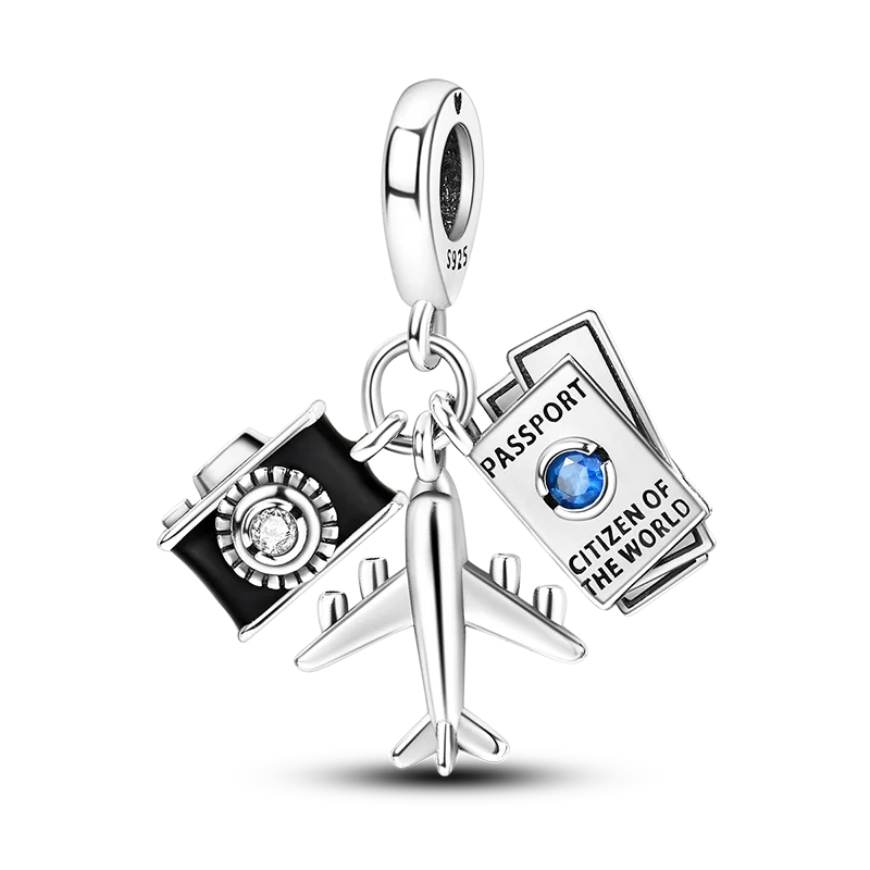 Inlaid Zircon Charm Beads 925 Sterling Silver Color Love Heart Snake Dangle Fit Original Bangle Bracelet Charms Pendant Jewelry