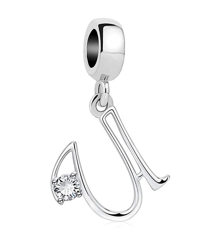 New 925 Fine Sterling Silver Plated Letter A-Z Dangle  Beads Charms Fit Original European Bracelet Making Jewelry For Women