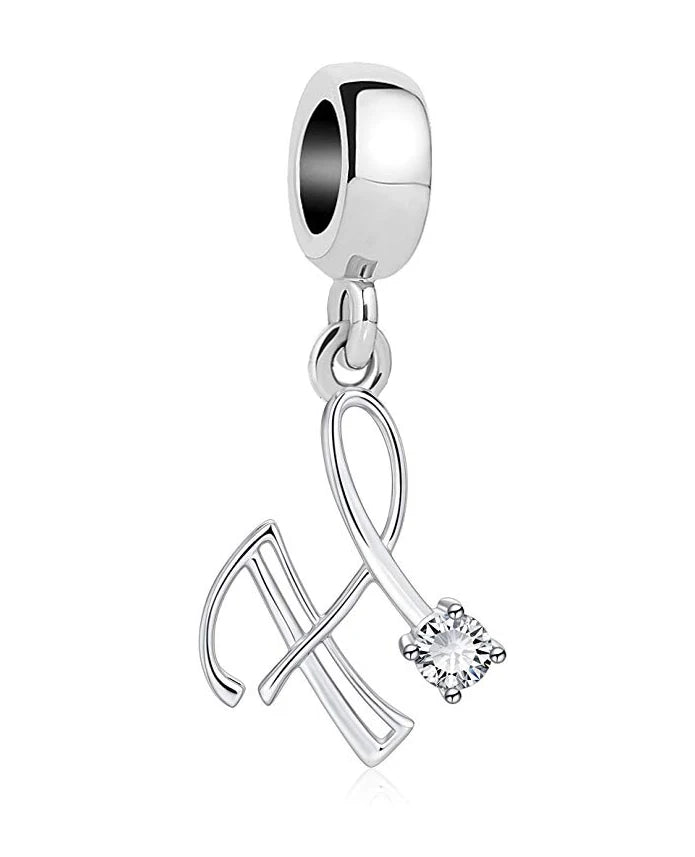 New 925 Fine Sterling Silver Plated Letter A-Z Dangle  Beads Charms Fit Original European Bracelet Making Jewelry For Women