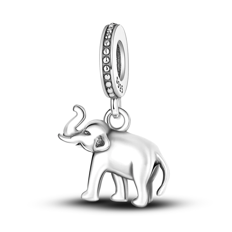 Inlaid Zircon Charm Beads 925 Sterling Silver Color Love Heart Snake Dangle Fit Original Bangle Bracelet Charms Pendant Jewelry