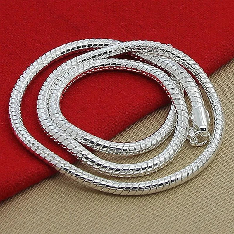 40-60cm 925 sterling Silver solid 3MM Chain Snake Necklace Bracelet Fashion Jewelry For Women Men Sets Charm Wedding