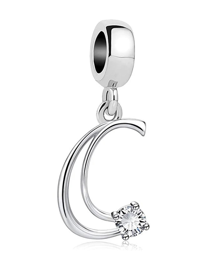 New 925 Fine Sterling Silver Plated Letter A-Z Dangle  Beads Charms Fit Original European Bracelet Making Jewelry For Women