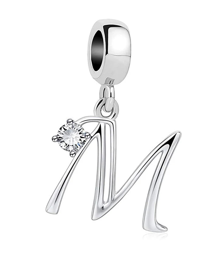 New 925 Fine Sterling Silver Plated Letter A-Z Dangle  Beads Charms Fit Original European Bracelet Making Jewelry For Women