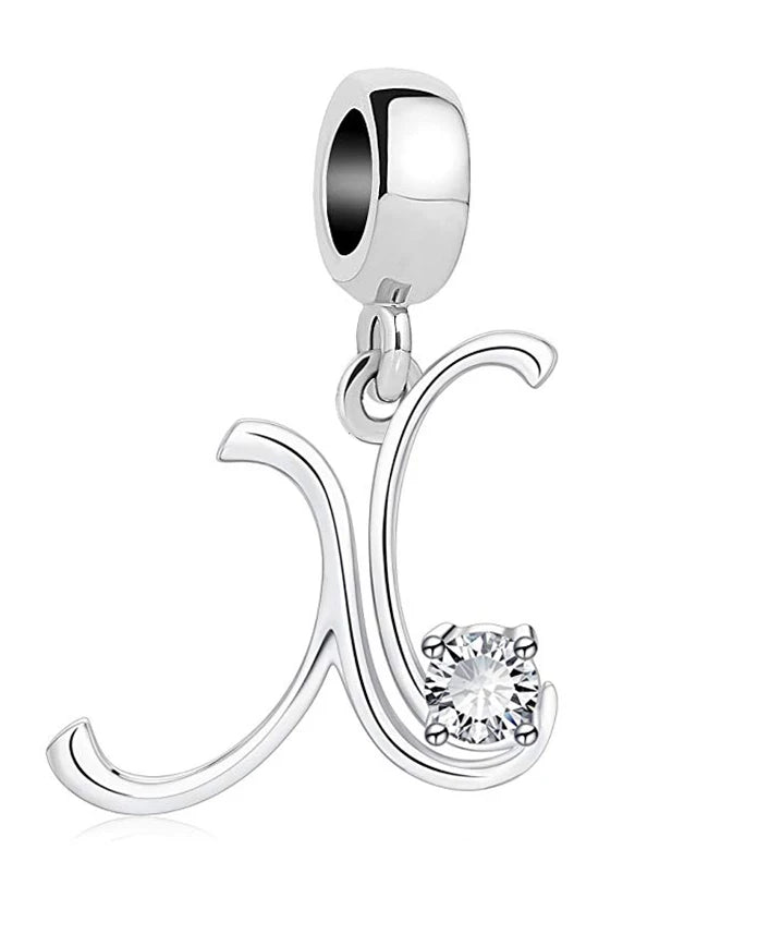New 925 Fine Sterling Silver Plated Letter A-Z Dangle  Beads Charms Fit Original European Bracelet Making Jewelry For Women