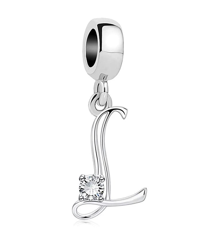 New 925 Fine Sterling Silver Plated Letter A-Z Dangle  Beads Charms Fit Original European Bracelet Making Jewelry For Women