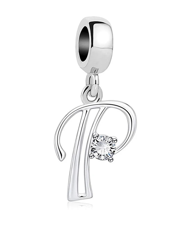 New 925 Fine Sterling Silver Plated Letter A-Z Dangle  Beads Charms Fit Original European Bracelet Making Jewelry For Women
