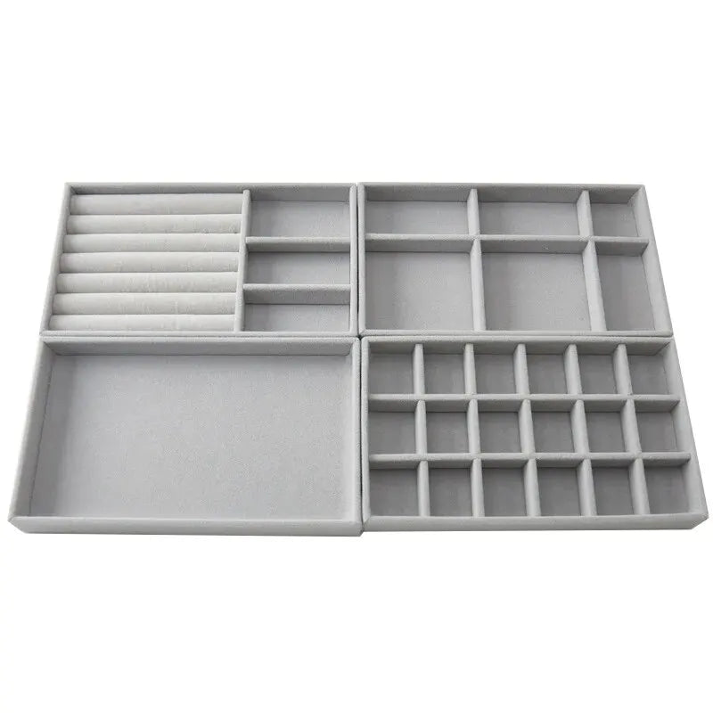 New Jewelry Organizer Velvet Jewelry Storage Tray Display Ring Bracelet Necklace Storage Box Showcase Drawer Organizer Trays
