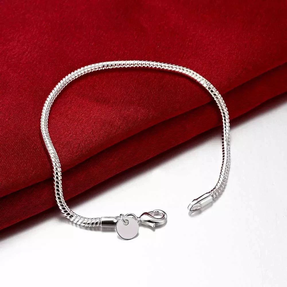 40-60cm 925 sterling Silver solid 3MM Chain Snake Necklace Bracelet Fashion Jewelry For Women Men Sets Charm Wedding