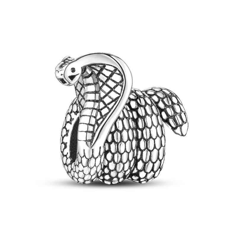 Inlaid Zircon Charm Beads 925 Sterling Silver Color Love Heart Snake Dangle Fit Original Bangle Bracelet Charms Pendant Jewelry