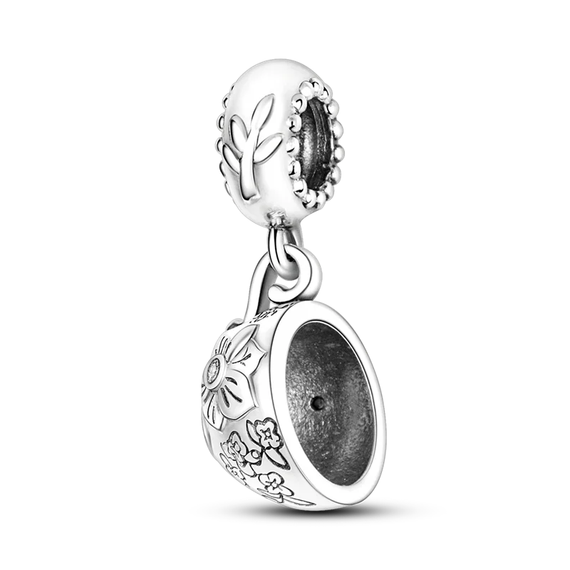 Inlaid Zircon Charm Beads 925 Sterling Silver Color Love Heart Snake Dangle Fit Original Bangle Bracelet Charms Pendant Jewelry