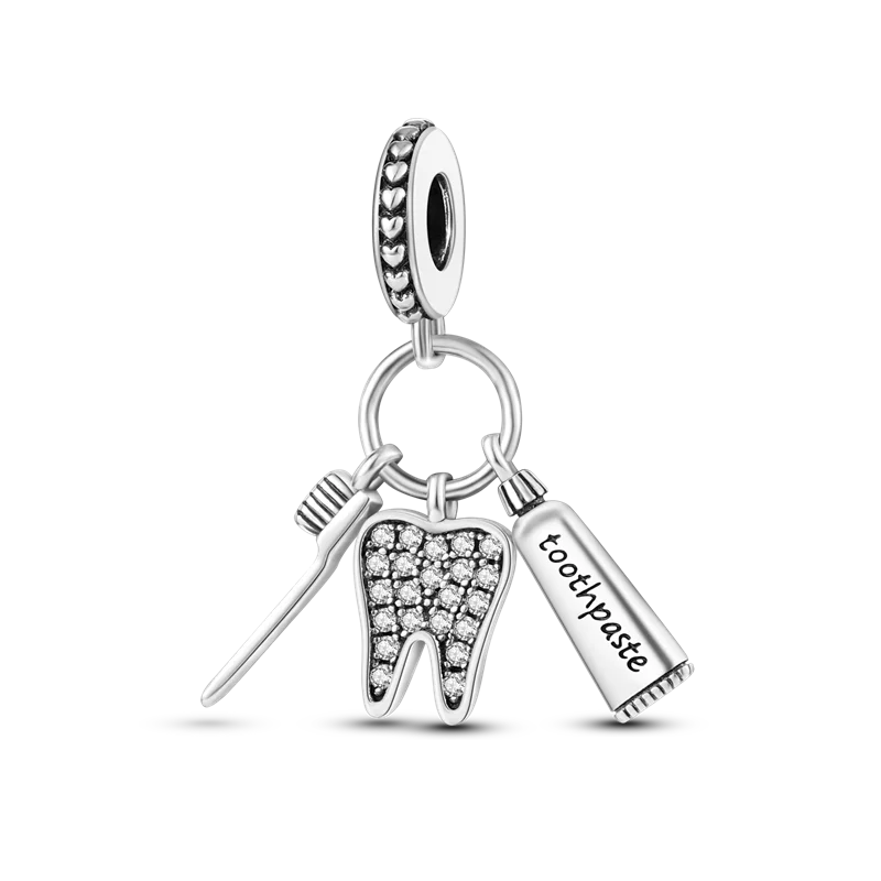 Inlaid Zircon Charm Beads 925 Sterling Silver Color Love Heart Snake Dangle Fit Original Bangle Bracelet Charms Pendant Jewelry