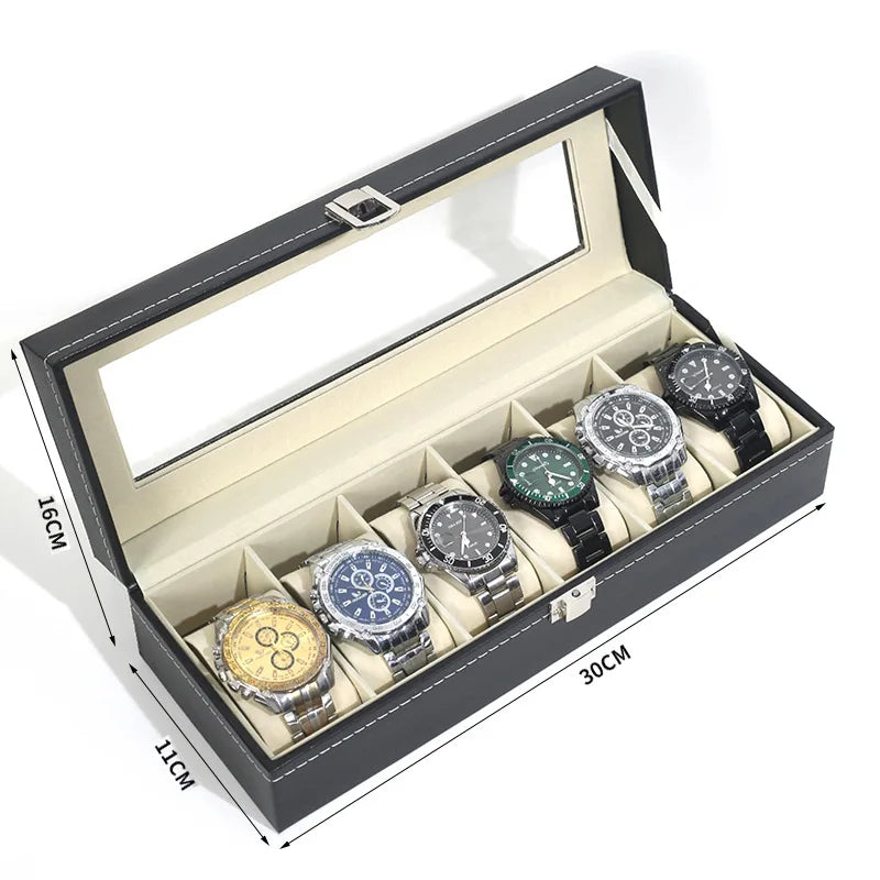 Leather watch storage box Simple PU watch display case with lock Men's watch gift box packaging high-end watch box