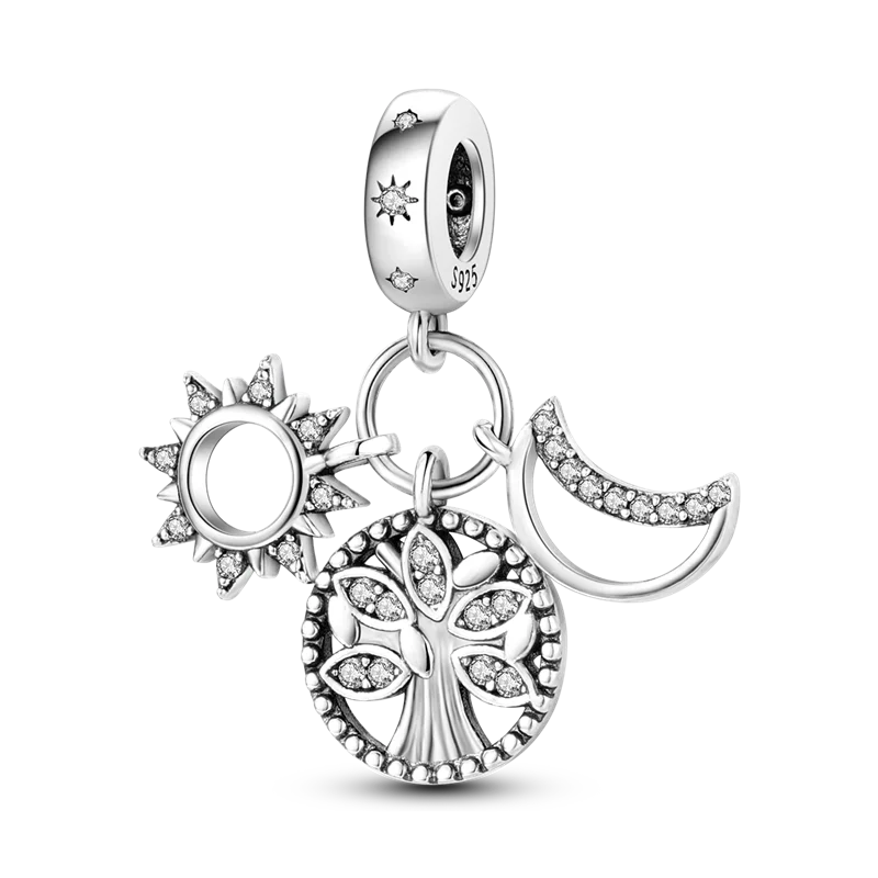 Inlaid Zircon Charm Beads 925 Sterling Silver Color Love Heart Snake Dangle Fit Original Bangle Bracelet Charms Pendant Jewelry