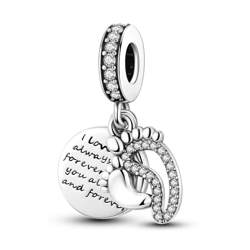 Inlaid Zircon Charm Beads 925 Sterling Silver Color Love Heart Snake Dangle Fit Original Bangle Bracelet Charms Pendant Jewelry