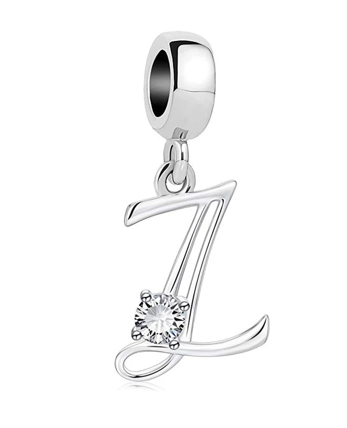 New 925 Fine Sterling Silver Plated Letter A-Z Dangle  Beads Charms Fit Original European Bracelet Making Jewelry For Women